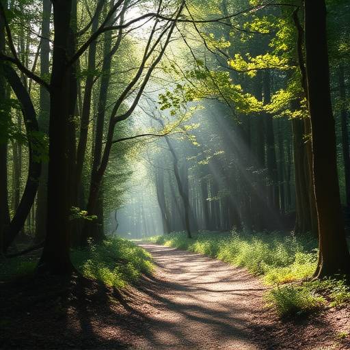 Image haute résolution d'un sentier dans la Forêt de Brocéliande