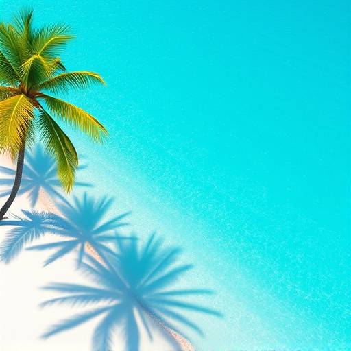 Plage de sable blanc avec des eaux turquoises et des palmiers