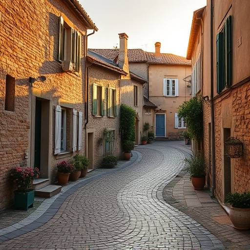 Rue pavée sinueuse d'un village médiéval en Provence